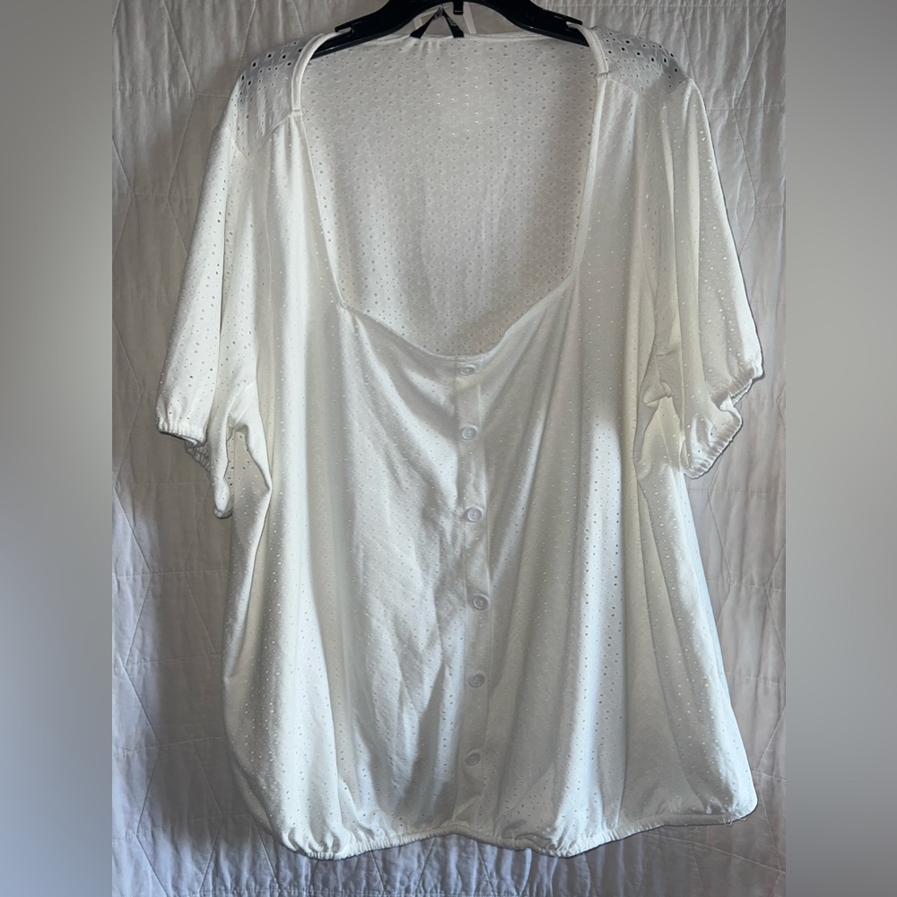 Pearl white button blouse plus size bloomchic